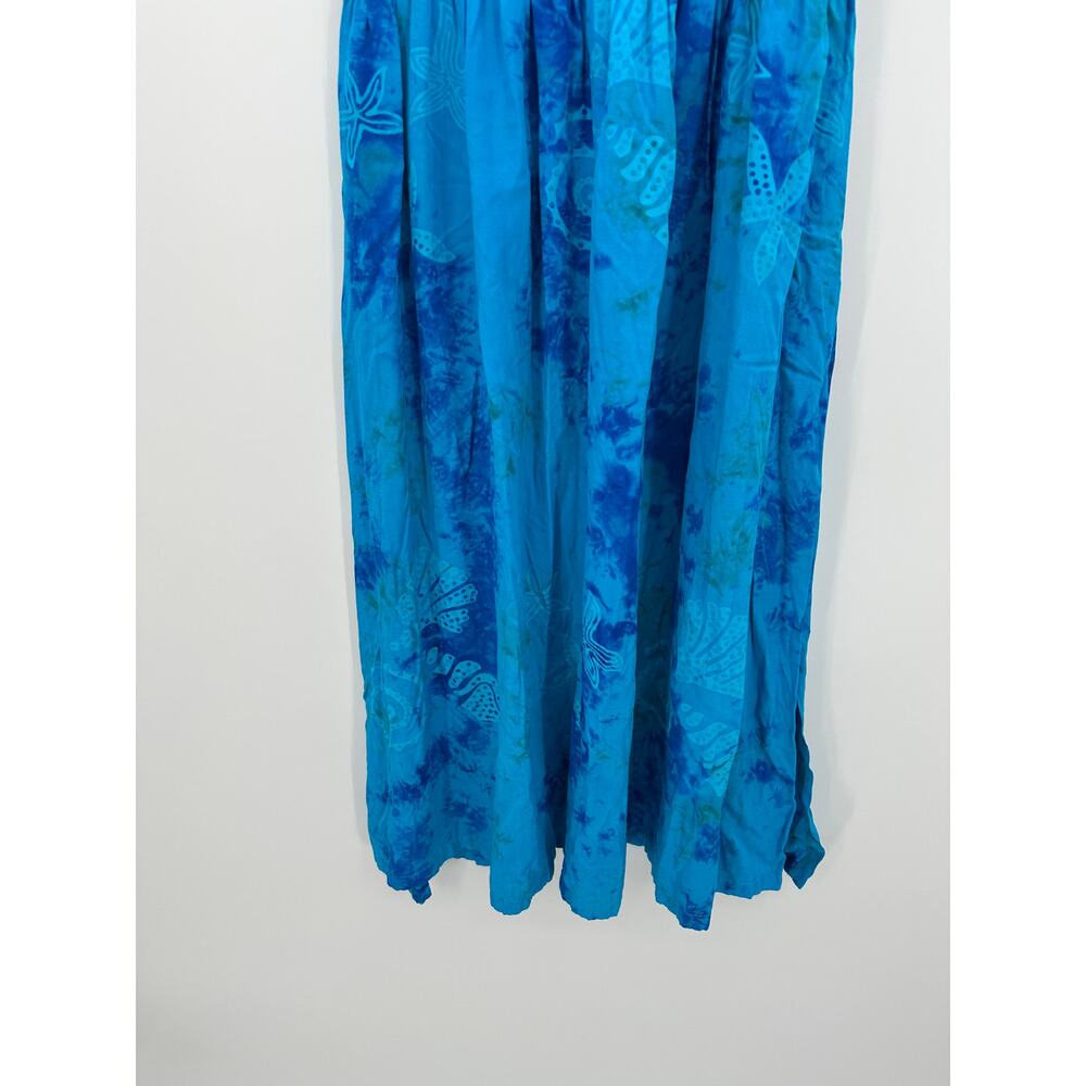 Bali Batiks Blue Tie Dye Midi Dress Women Sz S Boho Artisan Resort Coastal Indie - Picture 4 of 8